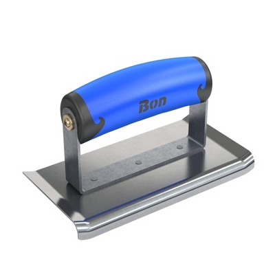 Bon Tool 62-469 Curved End Edger - Stainless Steel 6-inch X 3-inch - 1/4-inch Radius X 3/8-inch Lip Comfort Grip Handle
