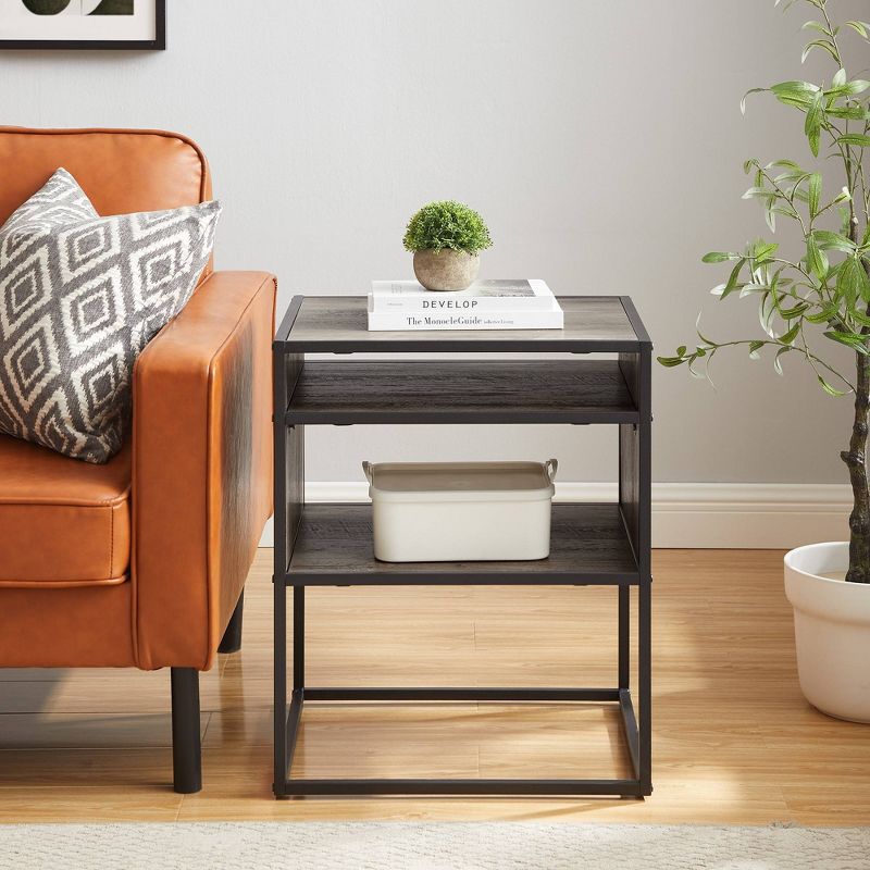 Modern Wood and Metal Side Table with Open Storage - Saracina Home, 5 of 11
