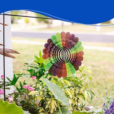 Multicolor Stainless Steel 3D Garden Wind Spinner with Hook