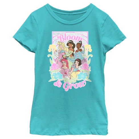 Girl's Disney Bloom And Grow Pastels T-shirt - Tahiti Blue - X Large ...