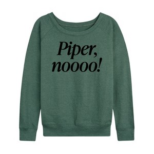 Women's - Instant Message - Piper No Lightweight French Terry Wide Neck Long Sleeve Shirt - 1 of 4