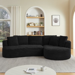 Dolonm 121" Modern Curved L-shaped Sofa,Compression Boneless Sofa,Minimalist Design,Corduroy Fabric,No Assembly,for Living Room,Bedroom - 1 of 4