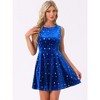 INSPIRE CHIC Women's Shiny Stars Print Sleeveless Swing Mini Velvet Dress - 3 of 4