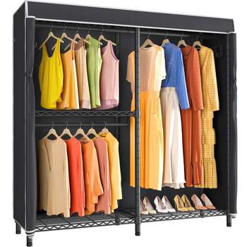 VIPEK V4C Garment Rack with Cover Heavy Duty Covered Clothes Rack, Black Metal Closet Rack with Cover