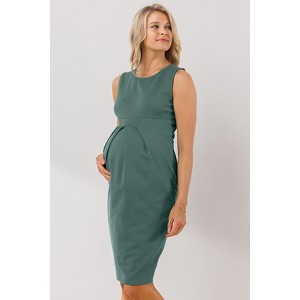 Hello Miz Women's Sleeveless Front Pleat Maternity Dress - 1 of 4