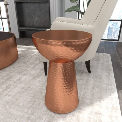 Vintage-Inspired Copper Metal Round Accent Stool - 22.5" x 15.4"