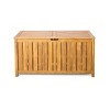 100 Gallon Acacia Wood Deck Box, Outdoor Patio Storage Box with Slatted Panels, Teak Finish, Easy Open Lid – Cuddlewood - 2 of 4