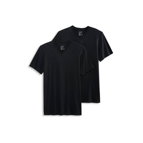 Jockey Men's Made In America 100% Cotton V-neck T-shirt - 2 Pac M Black ...