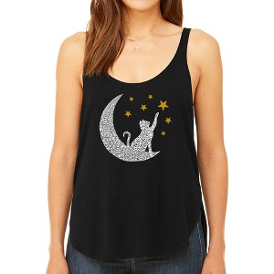 LA Pop Art Cat Moon - Women's Premium Word Art Flowy Tank Top - 1 of 4