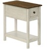 Vynxaria Transitional 2-Tier Narrow Accent Table - Antique White & Brown Veneer Finish, 11.75" W x 21.75" L x 24.25" H - 3 of 4