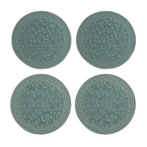 VIP Ceramic 6.34 in. Green Butterfly Patterned Dessert Plates Set of 4 - 1 of 1