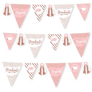 Big Dot of Happiness 30 Piece Rose Gold Graduation Party Pennant Triangle Banner - 1 of 4