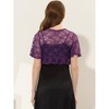 Allegra K Women's Lace Floral Tie Front Flowy Short Sleeve Cardigan Shrug Blouses - 4 of 4