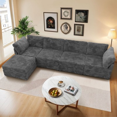 XIZZI Luxury Modular Sectional Sofa Couch, Oversized Cloud Couch for Living Room, Deep Seat Upholstered Convertible Sleeper Sofa