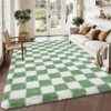 Fluffy Runner Rug Ultra-Soft Shaggy Carpet Runner with Non-Slip Backing, Modern Checkerboard Hallway Rug - 2 of 4