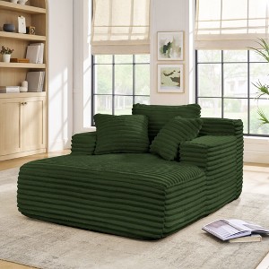Okak Modern Comfy Chaise Lounge Sleeper Sofa Bed with Pillows,Corduroy Upholstered Deep Seat Futon Sofa Couch for Living Room - 1 of 4