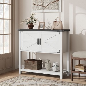 Coffee Bar Cabinet with Doors, Buffet Cabinet with 2 Storage Cabinet Open Shelf, Wood Console Table, Entryway Table for Kitchen, Living Room, Hallway - 1 of 4