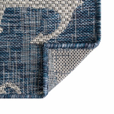 Coastal Charm 7x10 Blue/Gray Synthetic Outdoor Rug