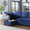 ChicFurnit Sectional Sofas Pull Out Design with Storage Chaise and Removable Cushions for Living Room, Blue, 53"*82"*34.5" - 4 of 4