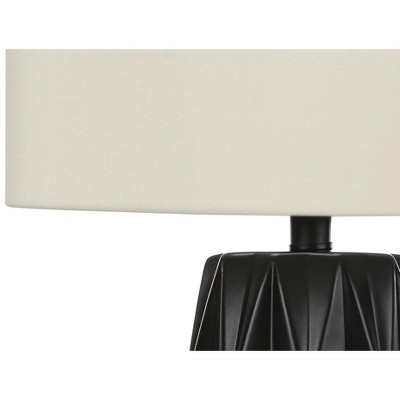 25" Black Ceramic Table Lamp with Ivory Linen Shade