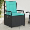 vidaXL Reclining Patio Chairs - 2 Outdoor Lounger Armchairs Black Poly Rattan, Adjustable Backrest, Removable Turquoise Cushions - 2 of 4