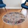 Ivory Navy and Orange Floral Power Loom Area Rug - 2 of 4