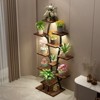 FONTOI 9 Tiered Indoor Plant Shelf, Metal Plant Flower Holder Stand, Tree-Shaped Plant Rack for Home, Patio, Black & Dark Walnut, 10.2"*64.57"*21.65" - 2 of 4