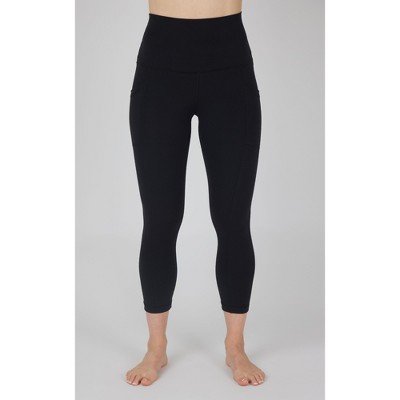 Yogalicious Womens Lux Tribeca Elastic Free Super High Waist Side Pocket Capri Legging