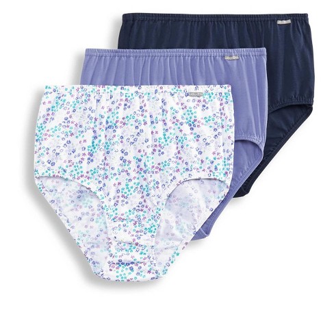 Jockey Womens Elance Brief 3 Pack Underwear Briefs 100% Cotton 7 Blue ...