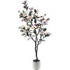 6FT Artificial Magnolia Tree, Realistic Faux Plants in Pot, Magnolia Tree Artificial Plant with Blooming Flowers and Leaves for Home Office Garden - 3 of 4