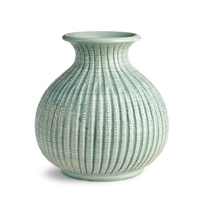 Plum & Post 11" Graffio Petite Decorative Ceramic Handmade Artisan Ribbed Pattern Floral Vase All Seasons Spring Springtime Italian Centerpiece Home