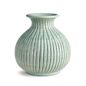 Plum & Post 11" Graffio Petite Decorative Ceramic Handmade Artisan Ribbed Pattern Floral Vase All Seasons Spring Springtime Italian Centerpiece Home - 1 of 3