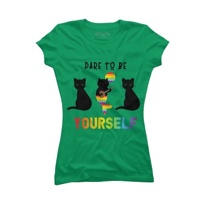 Adult Design By Humans Dare To Be Yourself Pride Cat Mermaid By Avocato T-Shirt