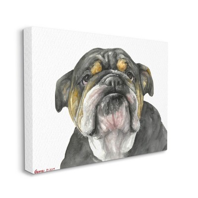 Stupell Industries Chubby Bulldog Portrait Old Dog Charm Black Brown