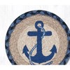 Earth Rugs Large Round Coaster – Navy Anchor Design in Braided Jute, 7"x7" Nautical Coastal Table Accent - 3 of 3