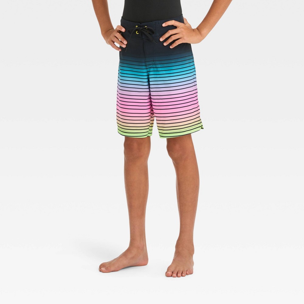 Photos - Swimwear Boys' Ombre Striped Swim Shorts - art class™ 6