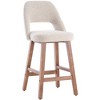 YOUNIKE Counter Height Bar Stool 26 Inch Modern Farmhouse Barstools with Solid Wood Legs Upholstered Bar Height Chair Boucle Fabric - 4 of 4
