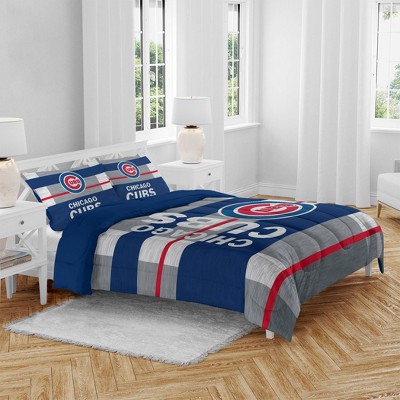 MLB Chicago Cubs Heathered Stripe Queen Bedding Set in a Bag - 3pc