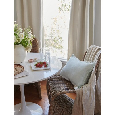 Light Aqua Fringe Soft Linen Pillow Cover 14x20