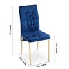 VYNXARIA Dark Blue Velvet High Back Nordic Dining Chair Modern Fabric Chair with Golden Color Legs, Set Of 4 - 3 of 4