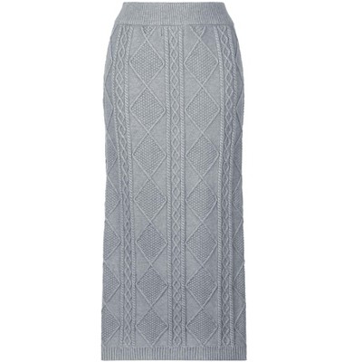INSPIRE CHIC Women's Ribbed Elastic High Waist Stretchy Pencil Casual Sweater Midi Skirt