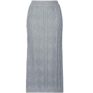 INSPIRE CHIC Women's Ribbed Elastic High Waist Stretchy Pencil Casual Sweater Midi Skirt - 1 of 4