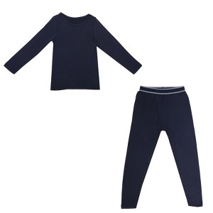 Everyday Kids Thermal Underwear Set – Long Johns Base Layer Top & Bottom, Microfleece, Moisture-Wicking, Cold Weather Wear, Navy - 1 of 4