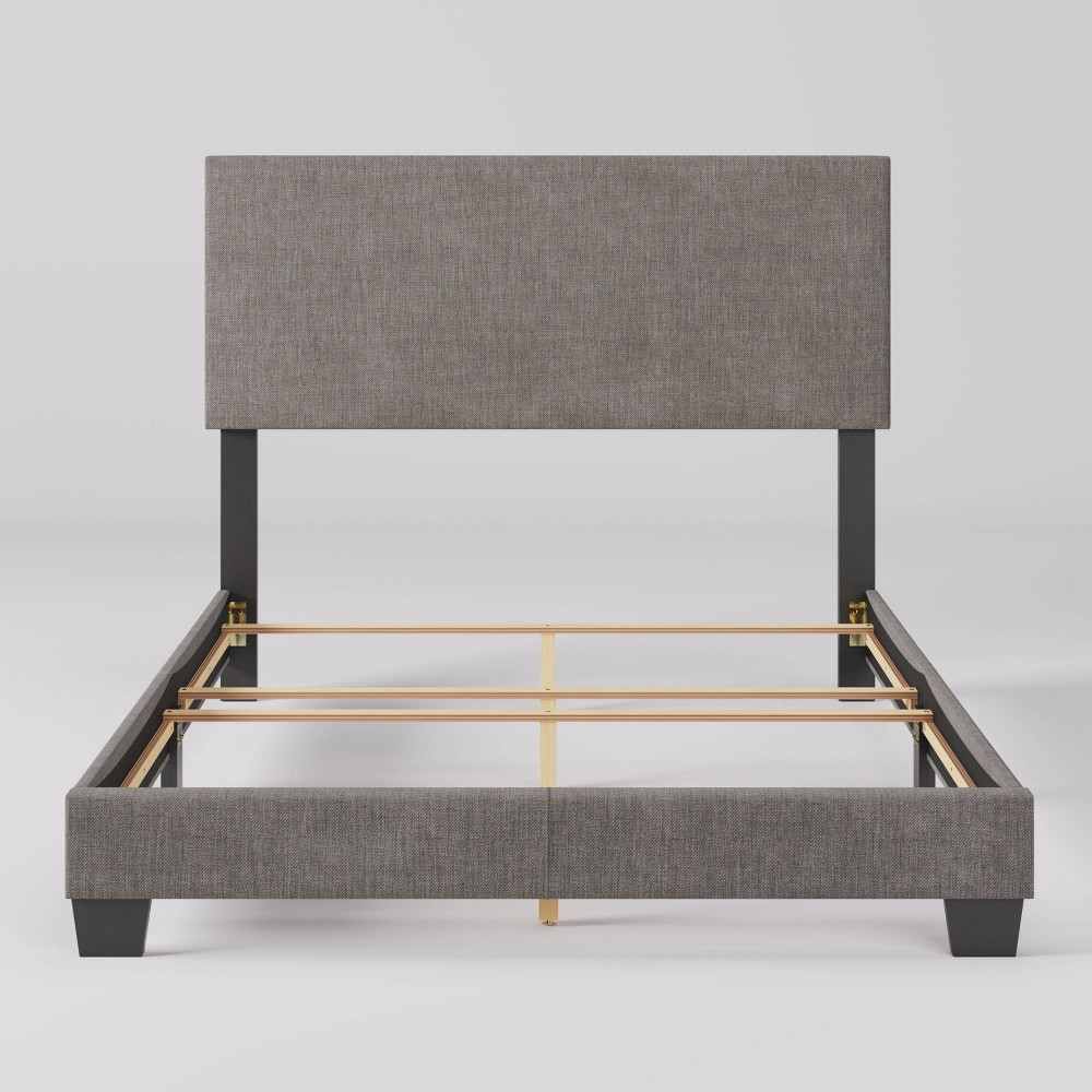 Photos - Bed CorLiving Celeste Full Modern Upholstered Double  Gray - : Transitional Style, Polyester Fabric, MDF Wood Frame 