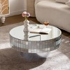 30.9" Round Mirrored Coffee Table with Crushed Diamond Edge, Luxury Silver Glass Center Table for Glam Living Room Decor -3irtyhousy - 3 of 4