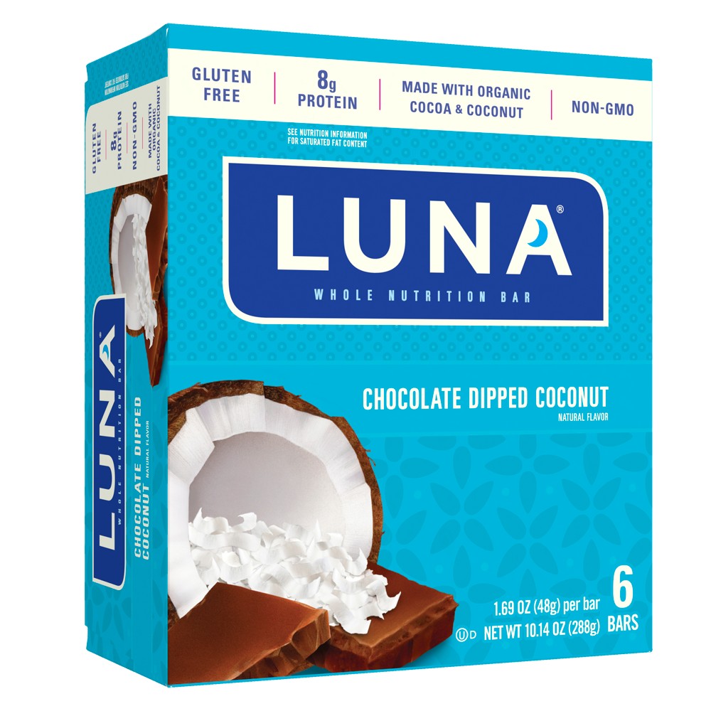 UPC 722252250766 product image for LUNA Chocolate Dipped Coconut Nutrition Bars - 6ct | upcitemdb.com