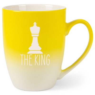 100 North Chess Game 10 Ounce Yellow and White Two Toned Ombre, Comfortably Fits Your Hands, Ceramic Tea Coffee Cup Mug, The King