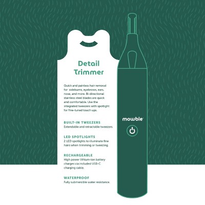 Mowbie Men's Detail Trimmer: Battery-Powered, For Ear, Nose, Eyebrows