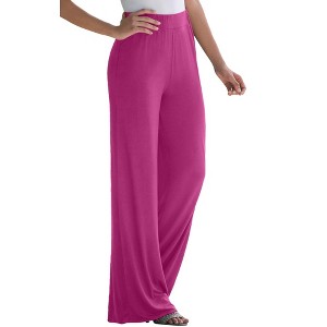Jessica London Women's Plus Size Everyday Stretch Knit Wide Leg Pant - 1 of 4