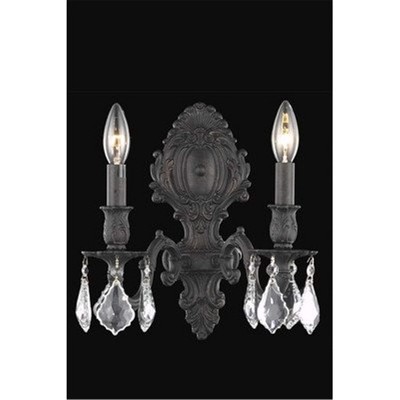 Elegant Lighting Monarch 2 light Dark Bronze Wall Sconce Clear Royal Cut Crystal